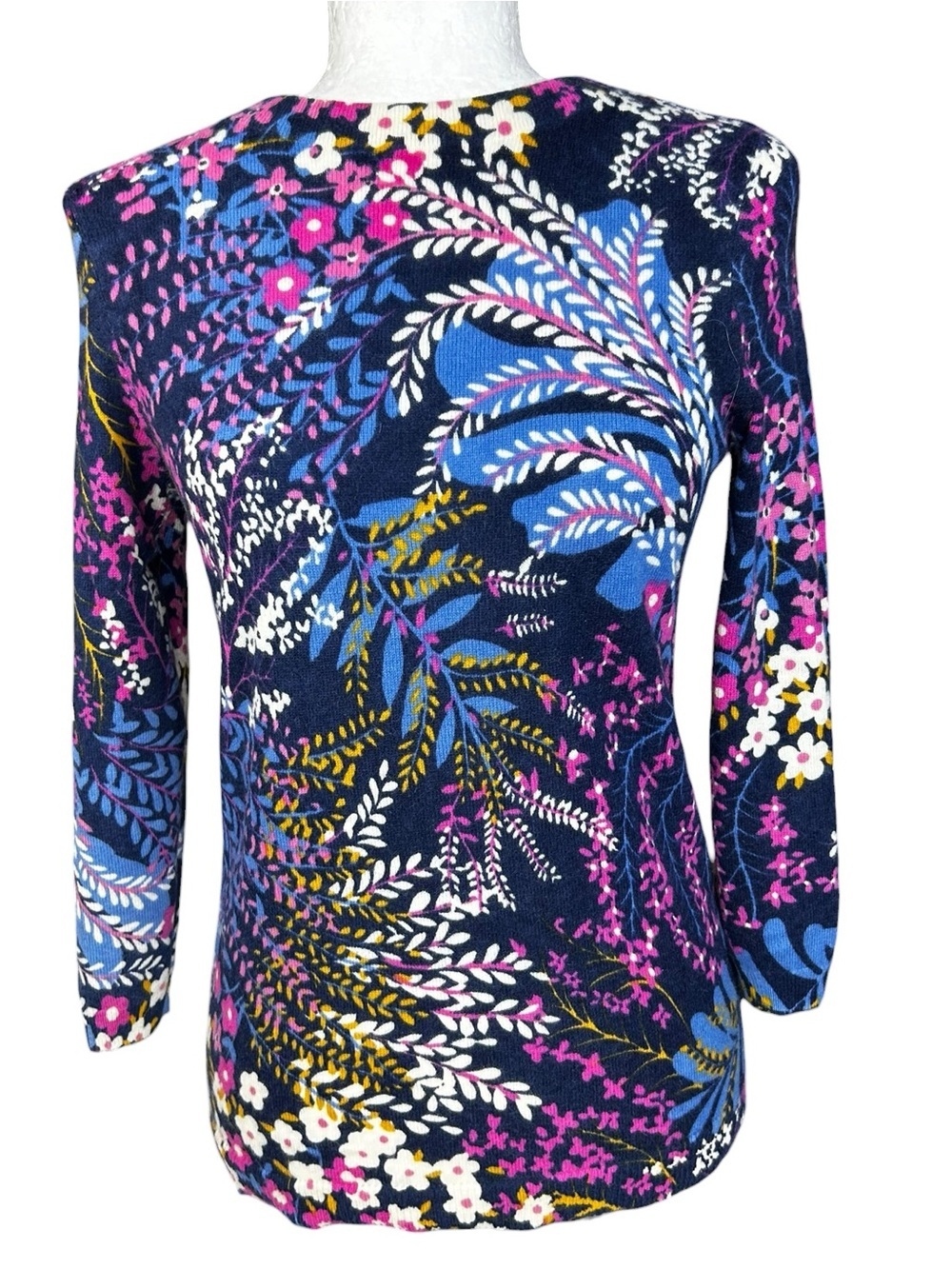 Talbots Cahmere Botanical -Print Long Sleeve Top S Fall Everyday
